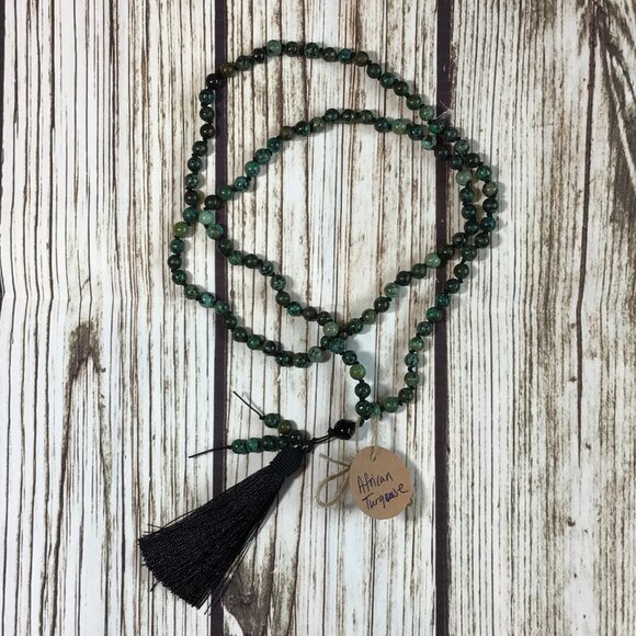 Mindful Movement Moab Jewelry - African Turquoise Gemstone Bead Handmade Beaded Mala Necklace